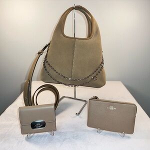 Coach Suede Lana 23 Bag Set with added Chain Detail